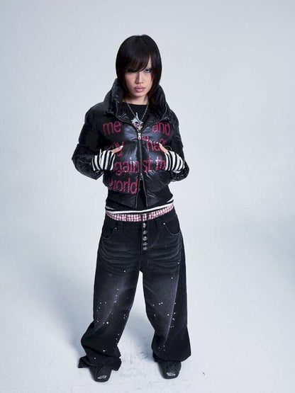 Two Tone Monogram Zip Padded Coat【s0000015012】