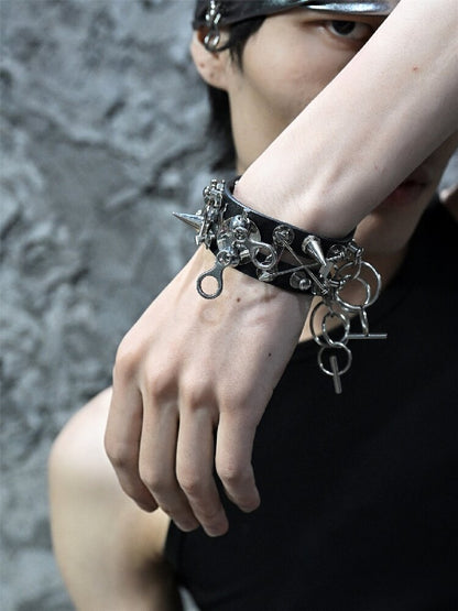 Heavy Hardcore Punk Leather Bracelet【s0000018871】