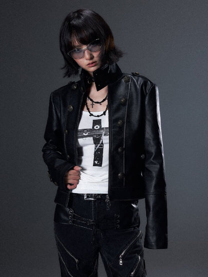 Punk Distressed Stand Collar Jacket【s0000018007】