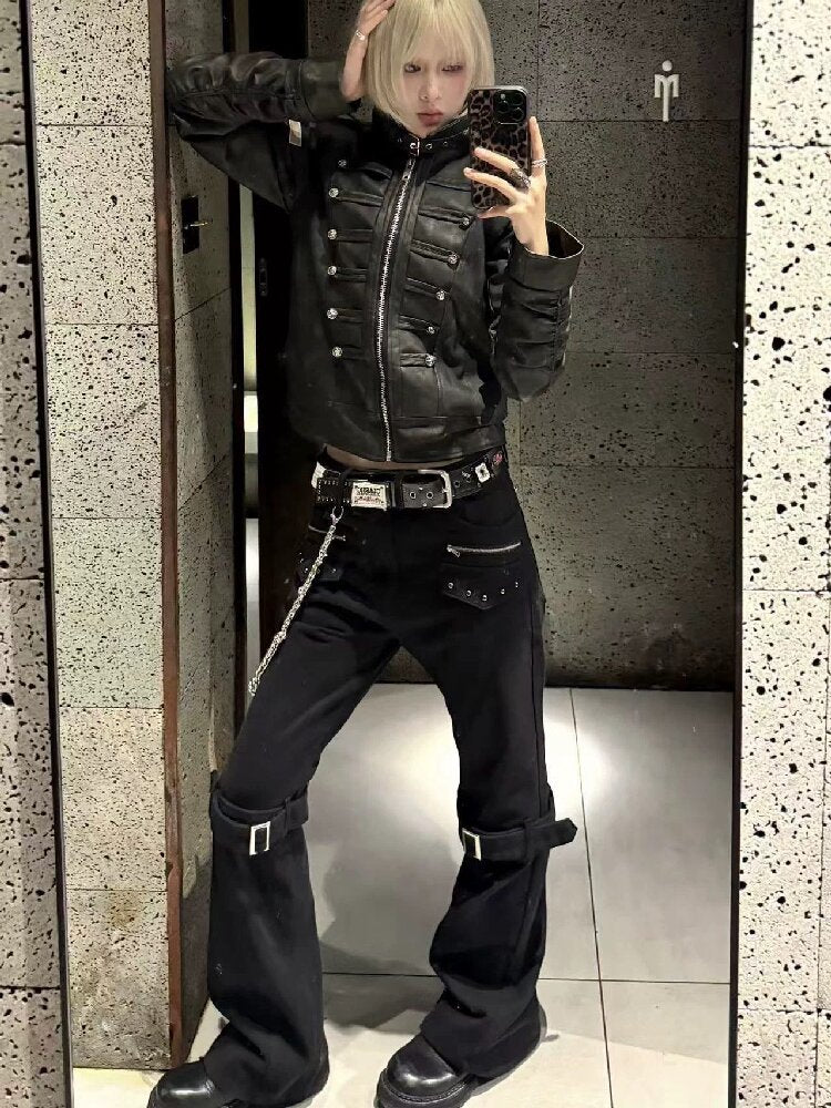 Washed Denim Metal Zip Stacking Jeans【s0000018189】