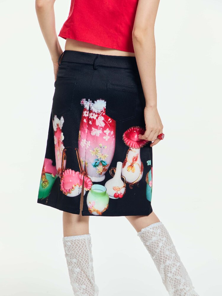 Vintage Porcelain Mid Skirt Slim【s0000018687】