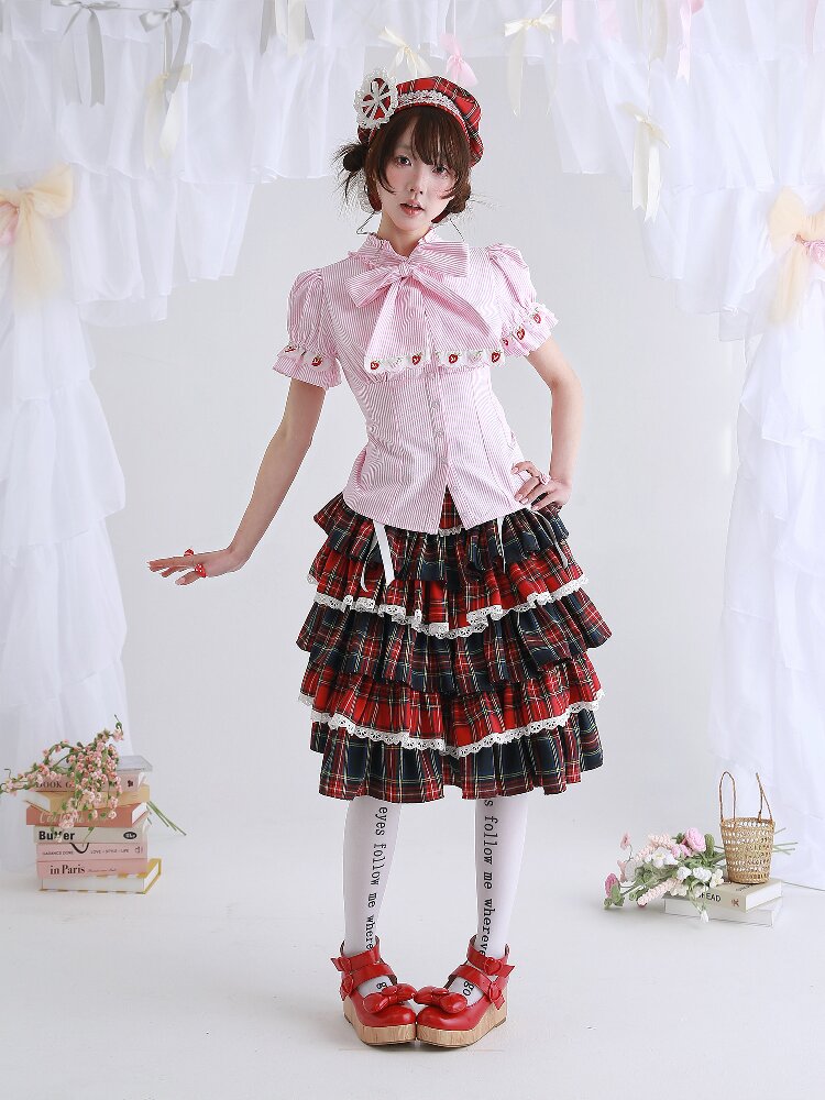 Pink Striped Lolita Inner Shirt【s0000016556】