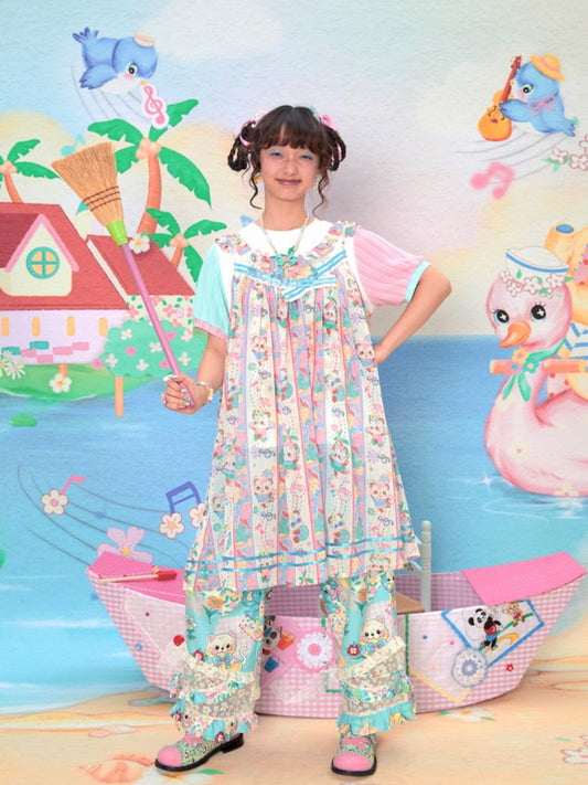 Splicing Cute Girl Overlay Loose Suspender Skirt【s0000009069】