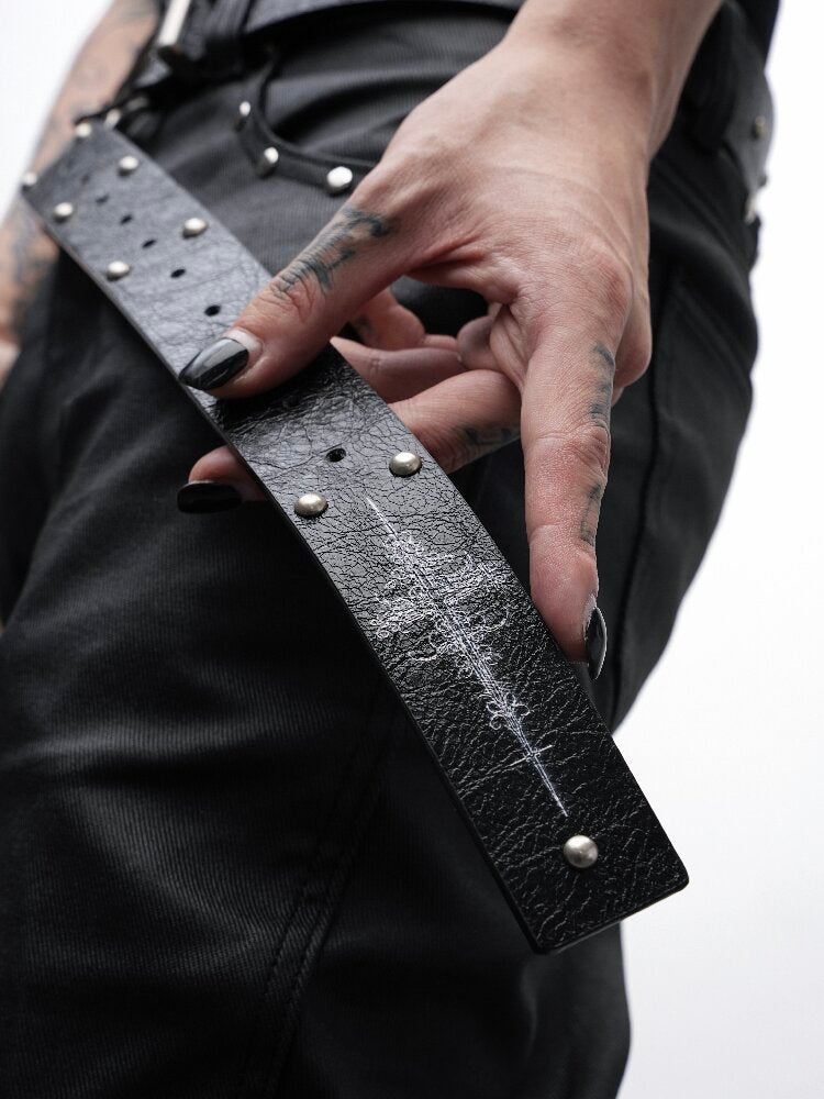 Studded Cross Leather Belt【s0000018991】