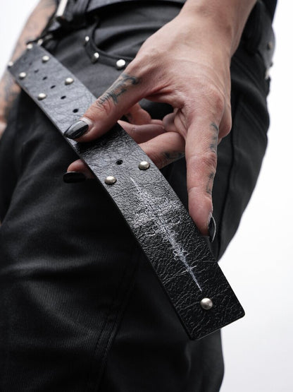 Studded Cross Leather Belt【s0000018991】