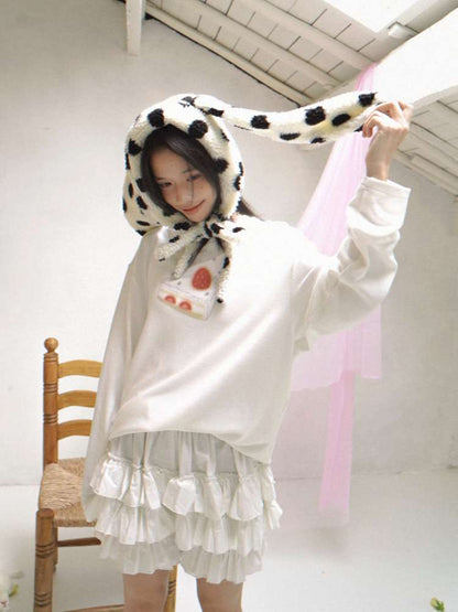 Strawberry Cake Print Long-Sleeve T-Shirt【s0000014529】