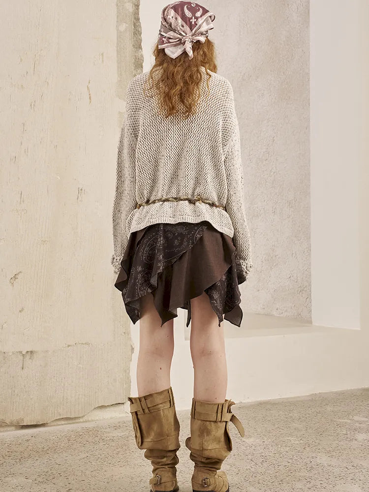 Oversized Vintage-Style Knit Cardigan【s0000014056】
