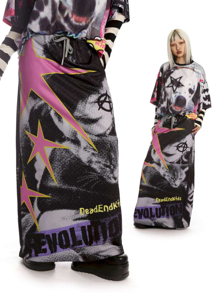 Vintage Printed Skirt Casual Loose Sweatshirt【s0000014905】