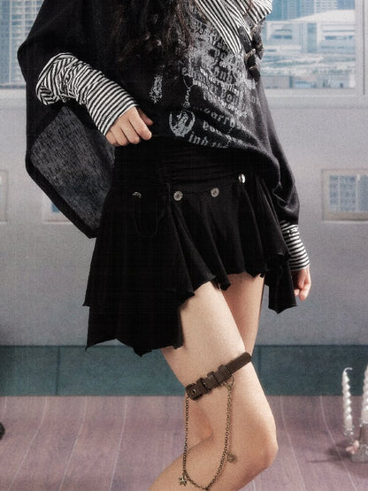 Pleated Irregular A-Line Skirt【s0000016271】
