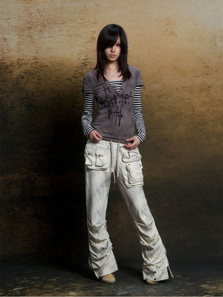 토템 크로스 인쇄 긴 슬리브 티셔츠 [S0000011819]