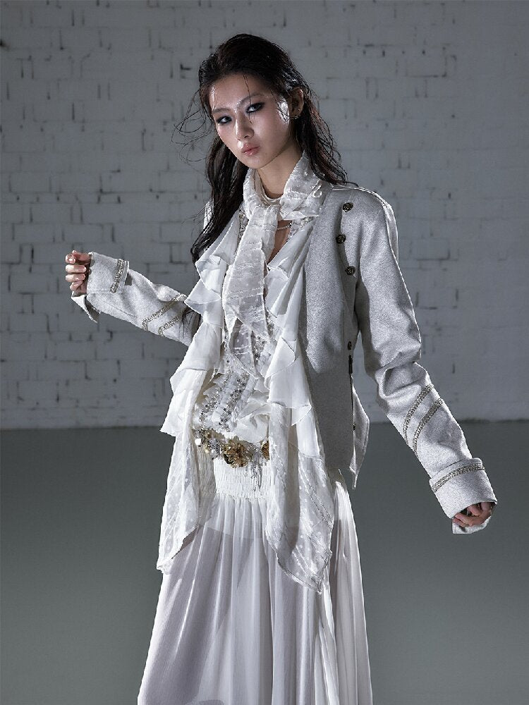 Streamer Snood Chiffon Leather Jacket【s0000015942】