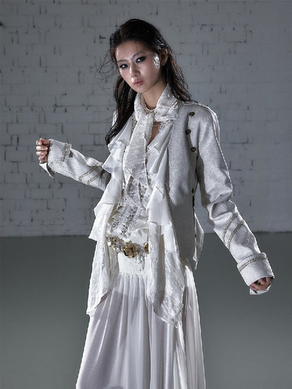 Streamer Snood Chiffon Leather Jacket【s0000015942】