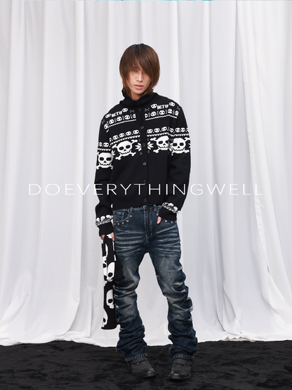 Skull Jacquard Turtleneck Zip Cardigan【s0000019121】