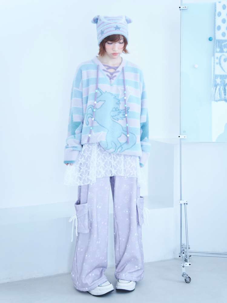 Dream Core Ghost Horse Knit V-Neck【s0000014687】