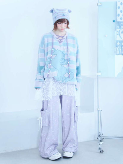 Dream Core Ghost Horse Knit V-Neck【s0000014687】