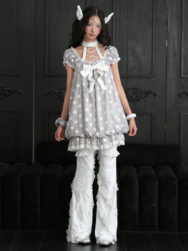 Original Girl Tie Polka Dot Dress【s0000018172】