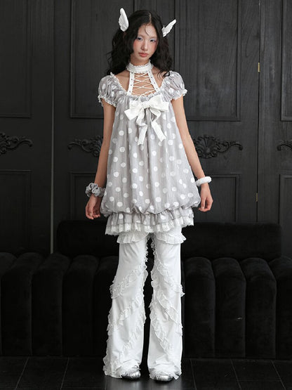 Original Girl Tie Polka Dot Dress【s0000018172】