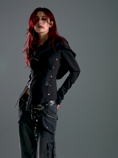 Asymmetric Slim-Fit Zipper Knit Cardigan【s0000013916】