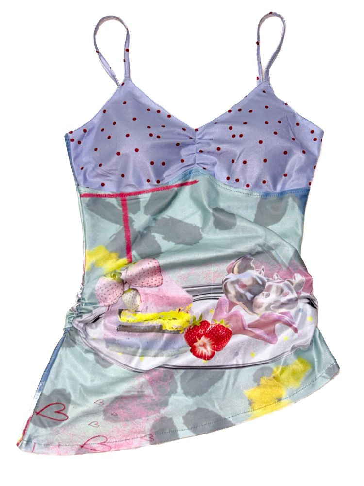 Pleated Polka Dot Irregular Suspenders【s0000012479】