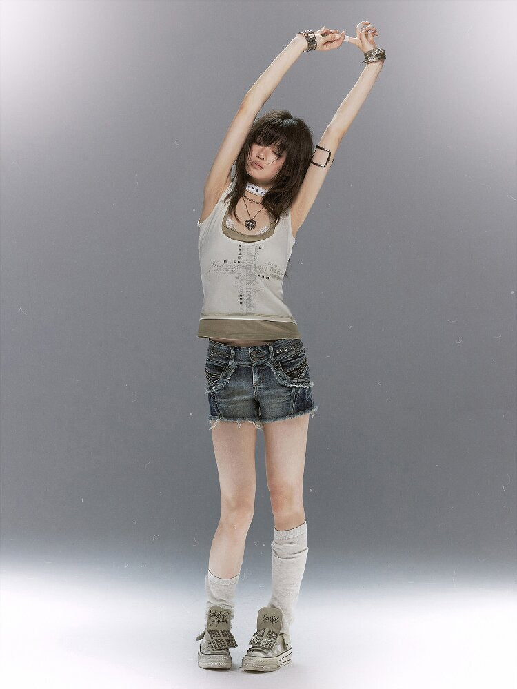 Party By The Sea Rivet Denim Shorts【s0000017042】