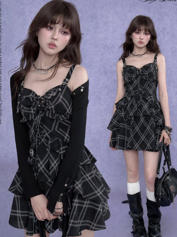 Plaid Metal Camisole Dress【s0000017688】