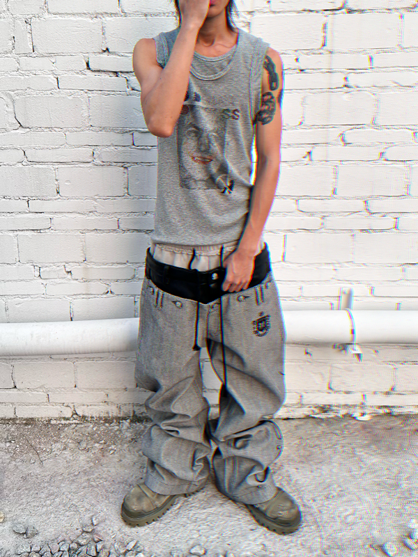 Double Waisted Spliced Wide Jeans【s0000016975】