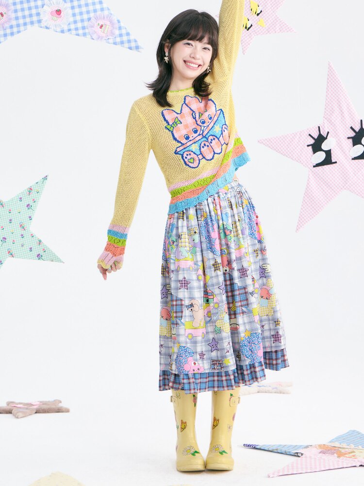 Yellow Cute Cute Mesh Knit Cover Up Sweater【s0000018370】