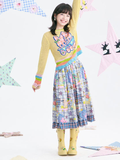 Yellow Cute Cute Mesh Knit Cover Up Sweater【s0000018370】