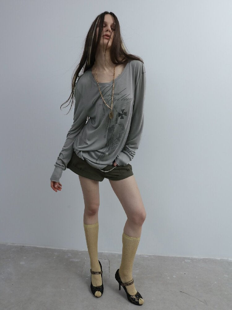 Knight Print Irregular T-Shirt【s0000016574】