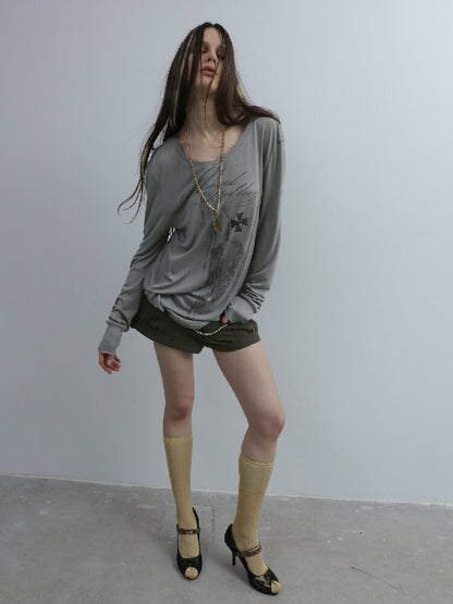 Knight Print Irregular T-Shirt【s0000016574】