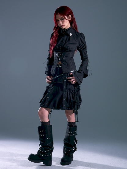 3D Pocket Frayed Hem Puffy Skirt【s0000013918】