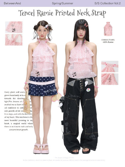 Pink Polka Dot Halterneck Sling【s0000016400】