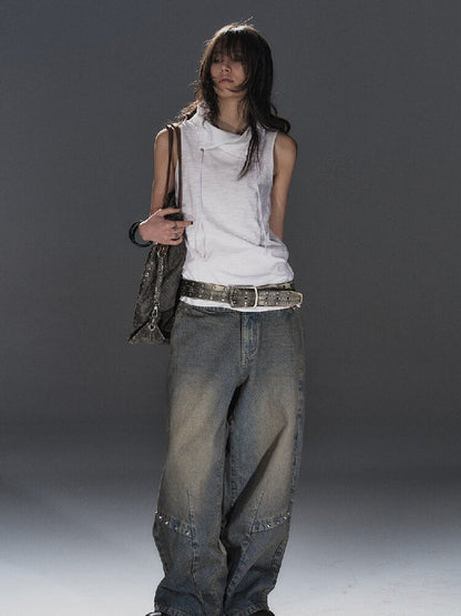 Drawstring Texture Sleeveless Vest【s0000016244】