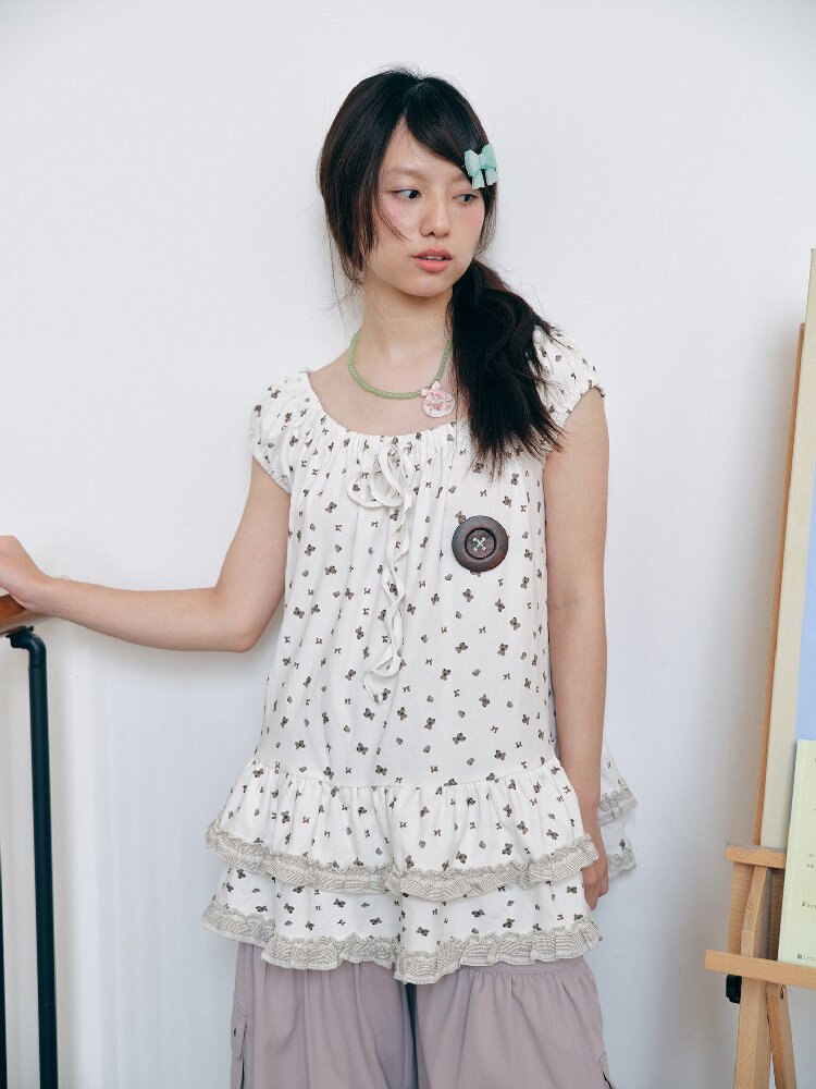 Patchwork Print Polo T-Shirt Top【s0000018716】