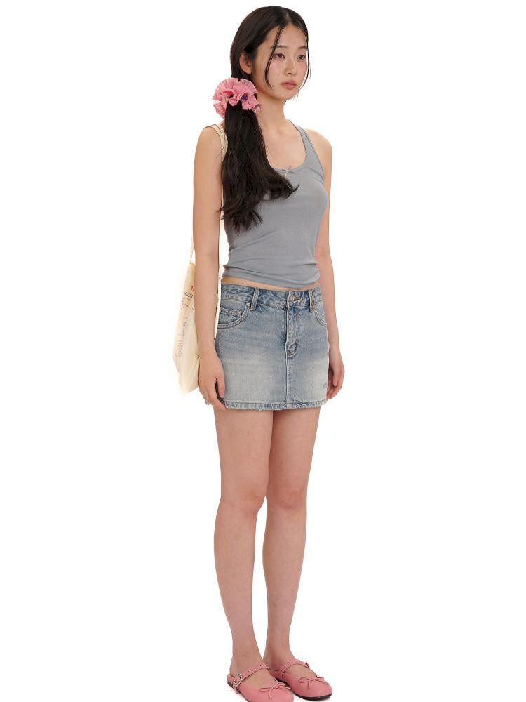 Denim ultra short skirt【s0000013425】