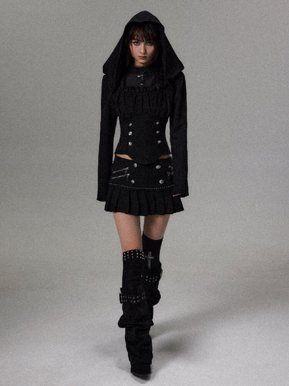 Palace Dark Cross Hooded Lace Top【s0000018494】