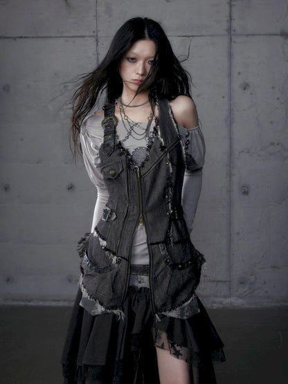 Stacked Waisted Irregular Vest【s0000013472】