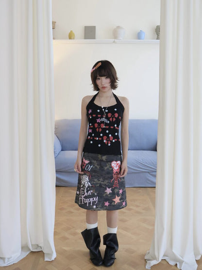 Vintage Texture Halter Camisole Top【s0000018679】