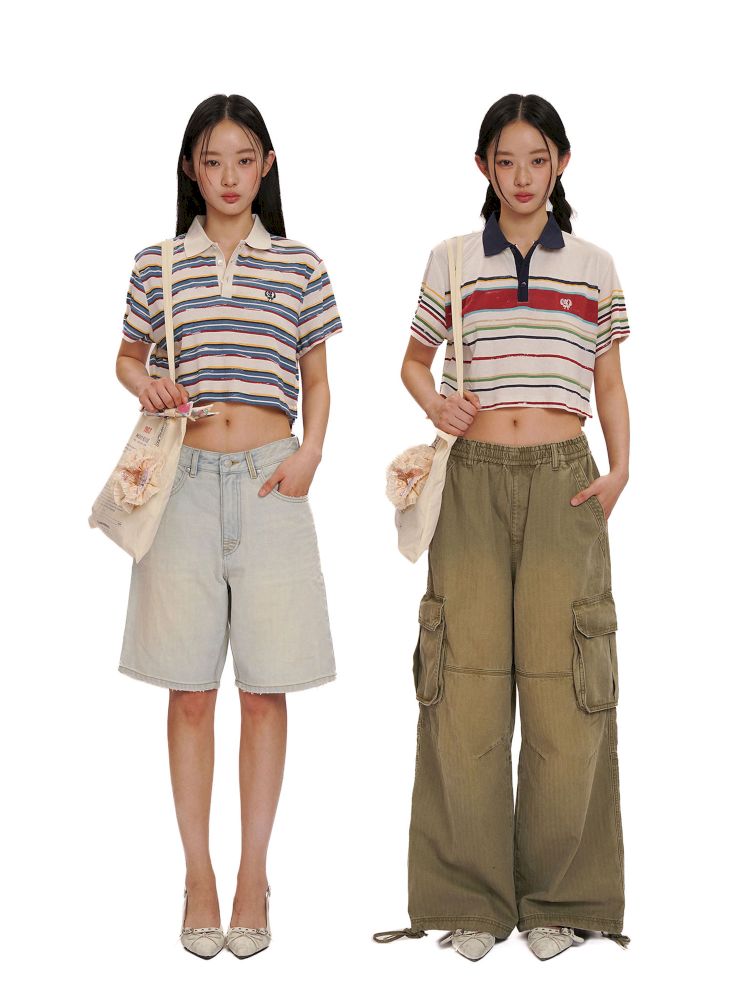 Linen texture short T-shirt tops【s0000013464】