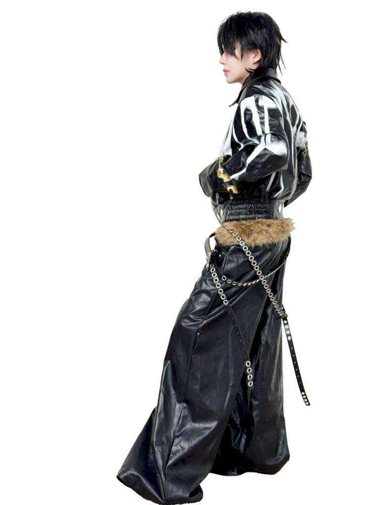 Faux Fur Belted Leather Pants【s0000014535】