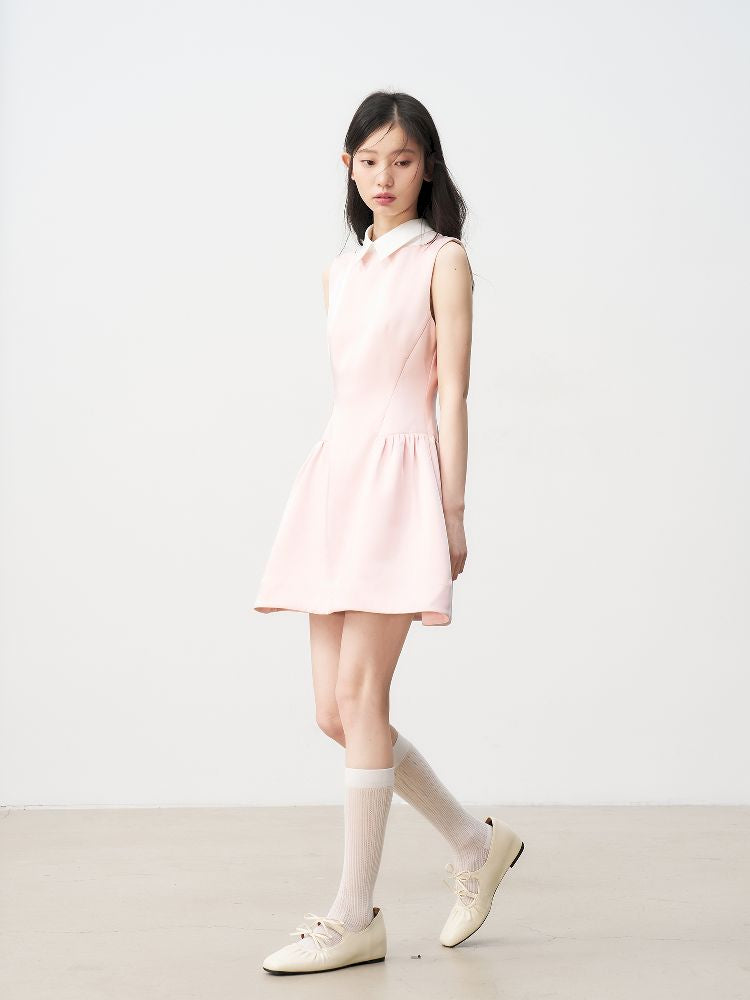 Pale Pink Glossy Satin Vest Dress【s0000011954】
