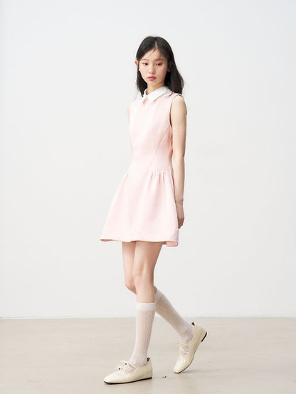 Pale Pink Glossy Satin Vest Dress【s0000011954】