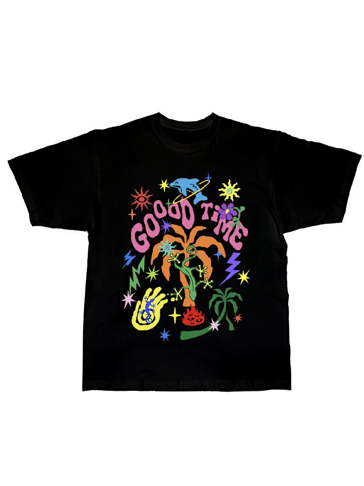 American Graffiti Print Loose T Shirt【s0000017112】