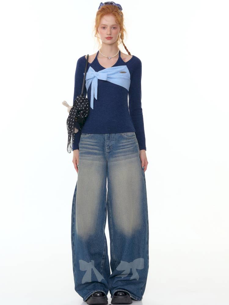 Halter Neck Long Sleeve Knit Sweater【s0000014358】