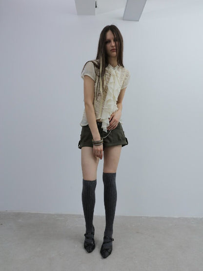 Handmade Ruffled Chiffon Shirt【s0000016565】