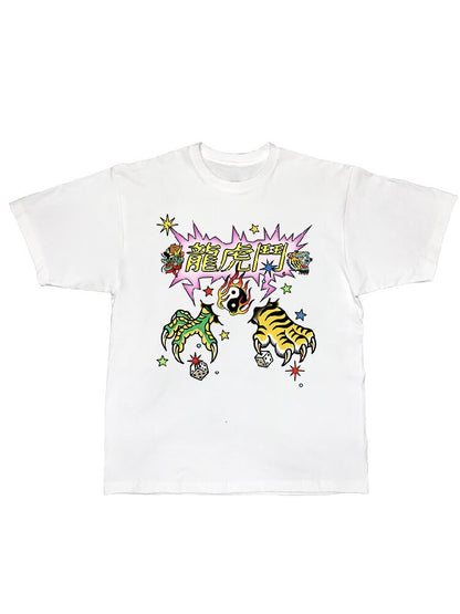 Dragon Tiger Print Oversized T Shirt【s0000017110】