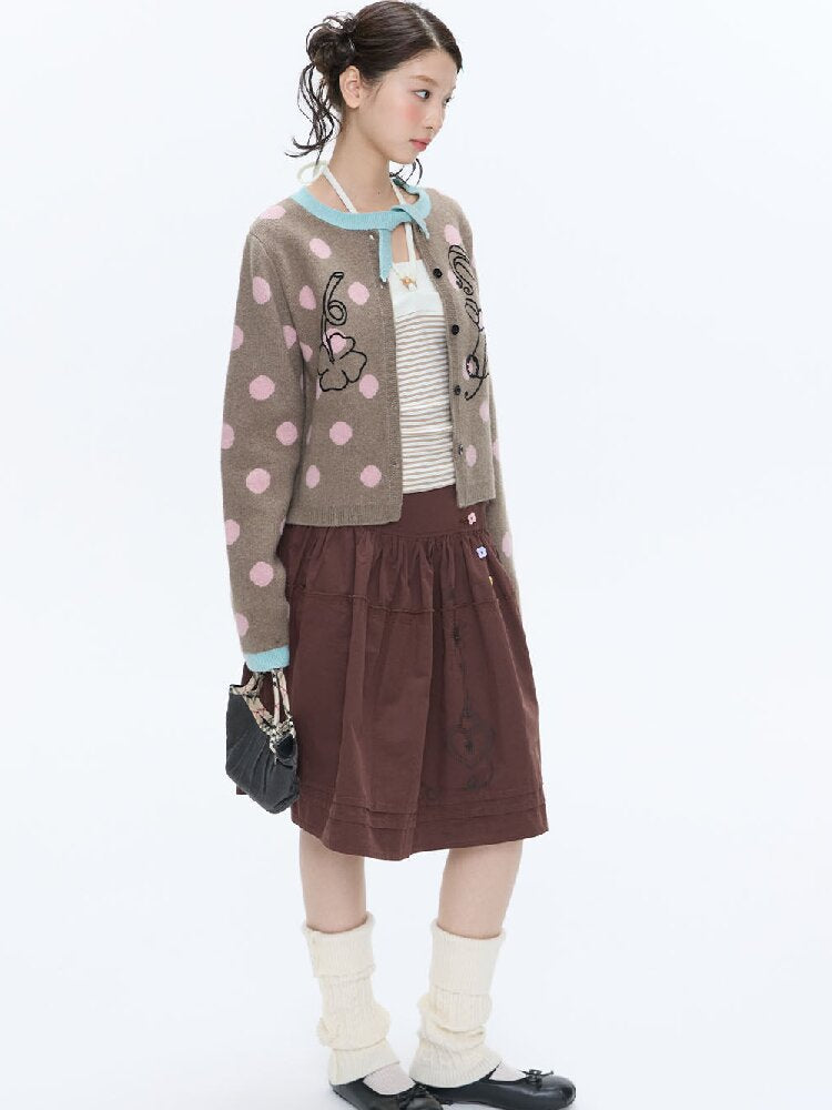 Contrasting Bow Polka Dot Sweater【s0000016382】