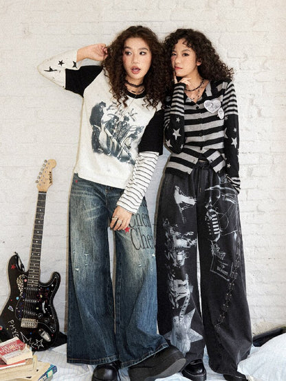 Loose Slub Cotton Printed T-Shirt【s0000017897】