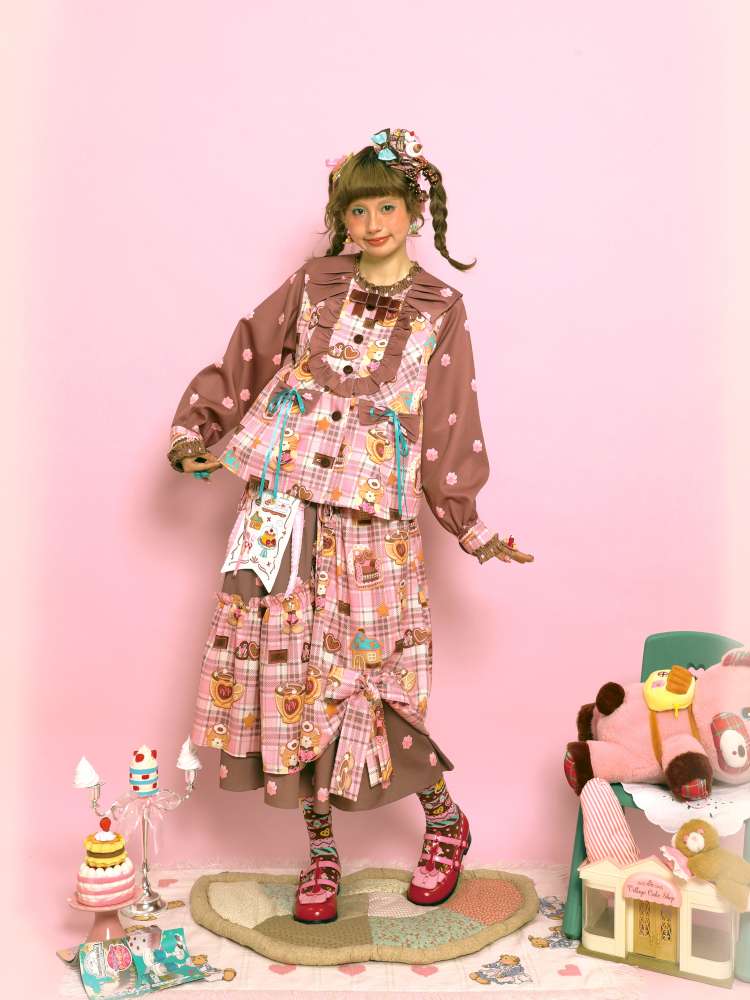Pink-Brown Vintage Doll-Style Jacket【s0000014514】
