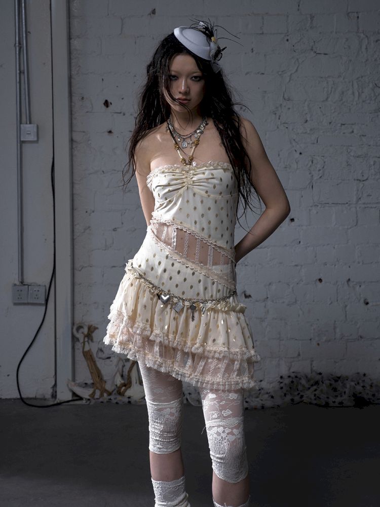 Lace Halter Neck Strapless Dress【s0000012786】